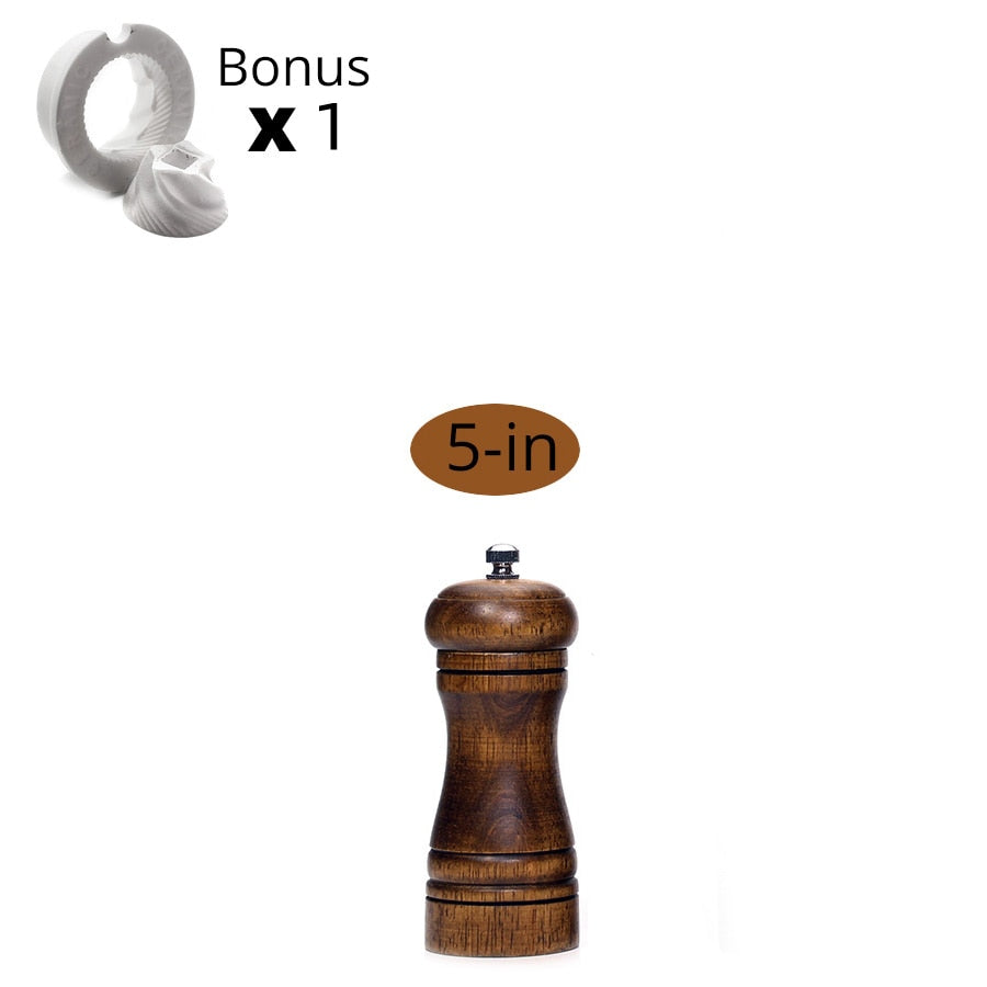 Salt and Pepper Mills, Solid Wood Pepper Mill with Strong Adjustable Ceramic Grinder 5" 8" 10" - Kitchen Tools by Leeseph