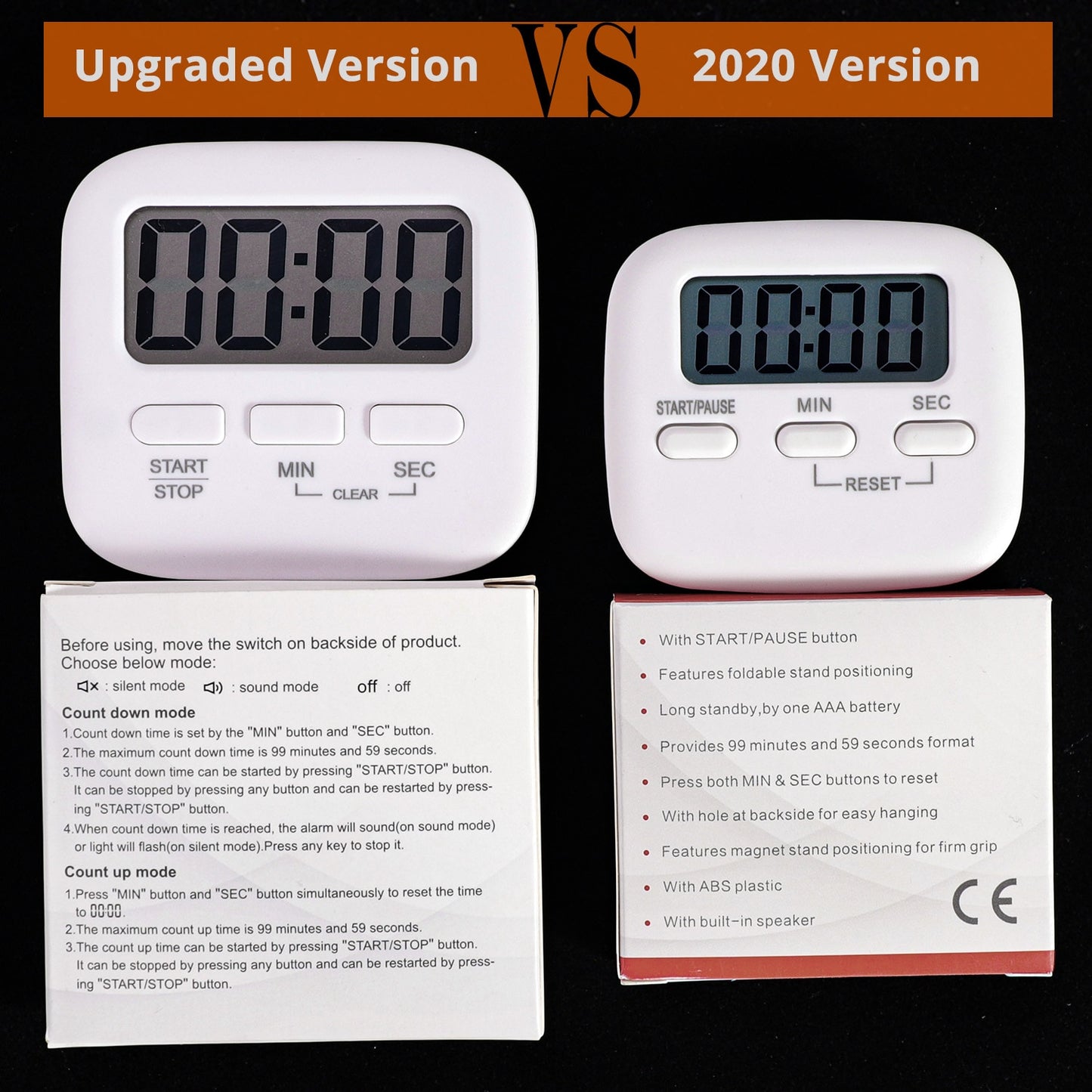 Digital Kitchen Timer, Cooking Timer, Strong Magnet Back, for Cooking Baking Sports Games Office (Battery not Included)