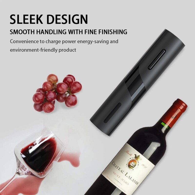 Electric Wine Opener, One-click Button Reusable Automatic Wine Corkscrew Remover for Wine Lovers Gift Home Kitchen Bar Party