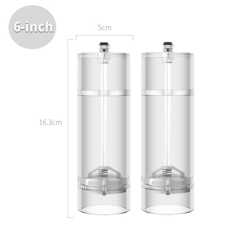 Salt and Pepper Grinder Set - Clear Acrylic Manual Spices Mills, Perfect For Sea Salt and Peppercorns, kitchen Accessories