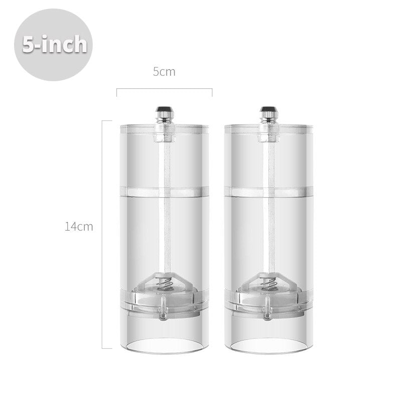Salt and Pepper Grinder Set - Clear Acrylic Manual Spices Mills, Perfect For Sea Salt and Peppercorns, kitchen Accessories