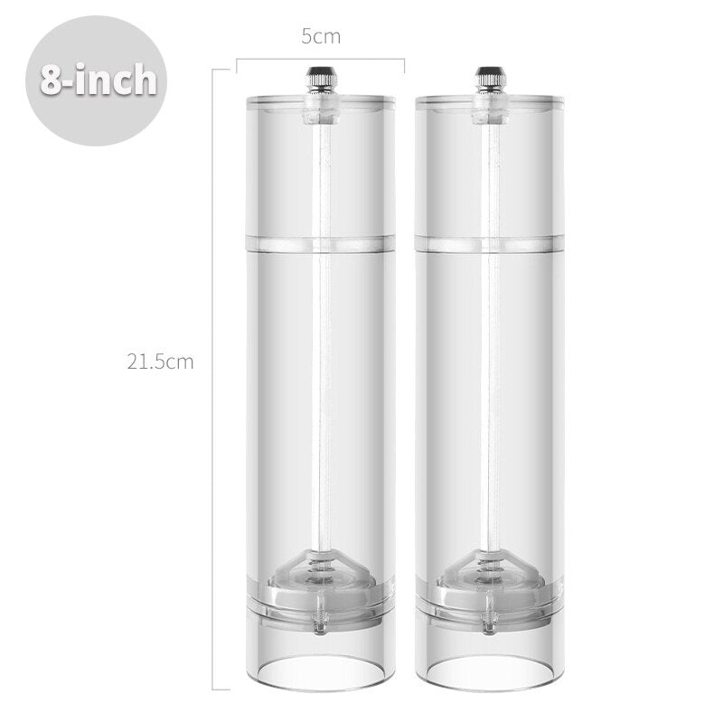 Salt and Pepper Grinder Set - Clear Acrylic Manual Spices Mills, Perfect For Sea Salt and Peppercorns, kitchen Accessories