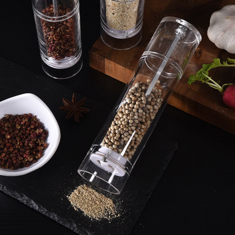 Salt and Pepper Grinder Set - Clear Acrylic Manual Spices Mills, Perfect For Sea Salt and Peppercorns, kitchen Accessories