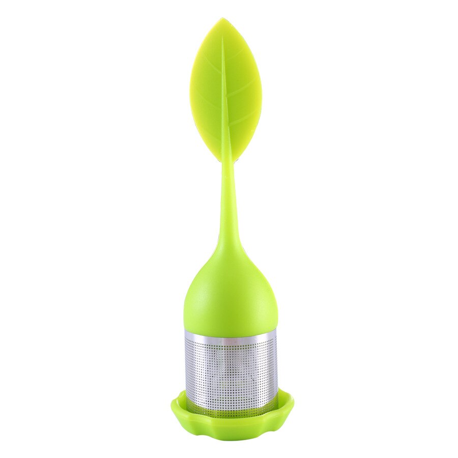 Tea Infuser - Stainless Steel Fine Mesh Tea Filter with BPA-Free Silicone Leaf Handle and Drip Tray  for all Loose Leaf Tea