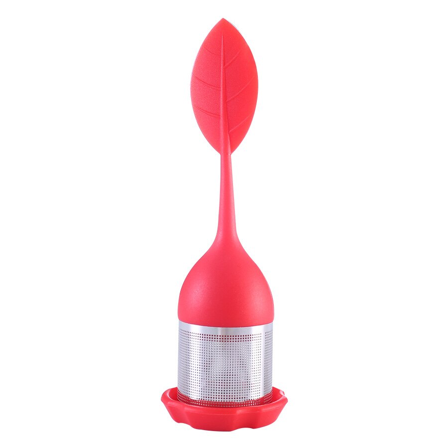 Tea Infuser - Stainless Steel Fine Mesh Tea Filter with BPA-Free Silicone Leaf Handle and Drip Tray  for all Loose Leaf Tea
