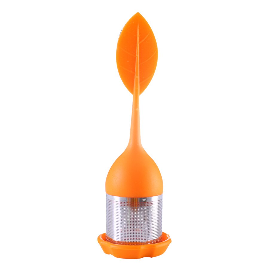 Tea Infuser - Stainless Steel Fine Mesh Tea Filter with BPA-Free Silicone Leaf Handle and Drip Tray  for all Loose Leaf Tea