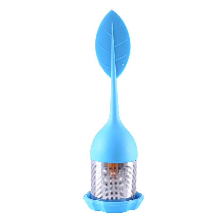 Tea Infuser - Stainless Steel Fine Mesh Tea Filter with BPA-Free Silicone Leaf Handle and Drip Tray  for all Loose Leaf Tea