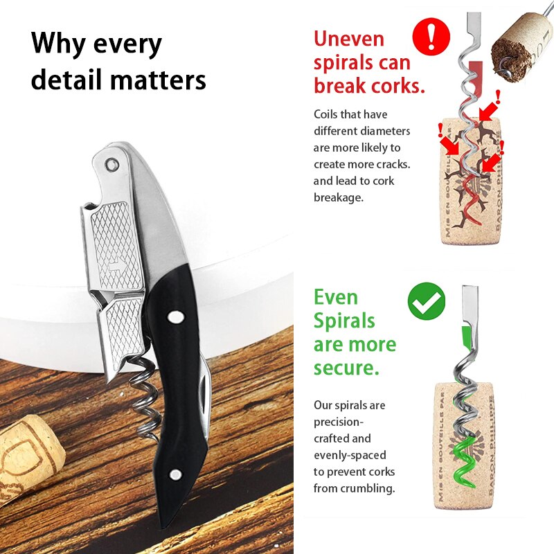 Waiter Corkscrew, Wine Bottle Opener, Wine Accessorie, Double Lever Wine Bottle Opener for Bartenders and Gifts