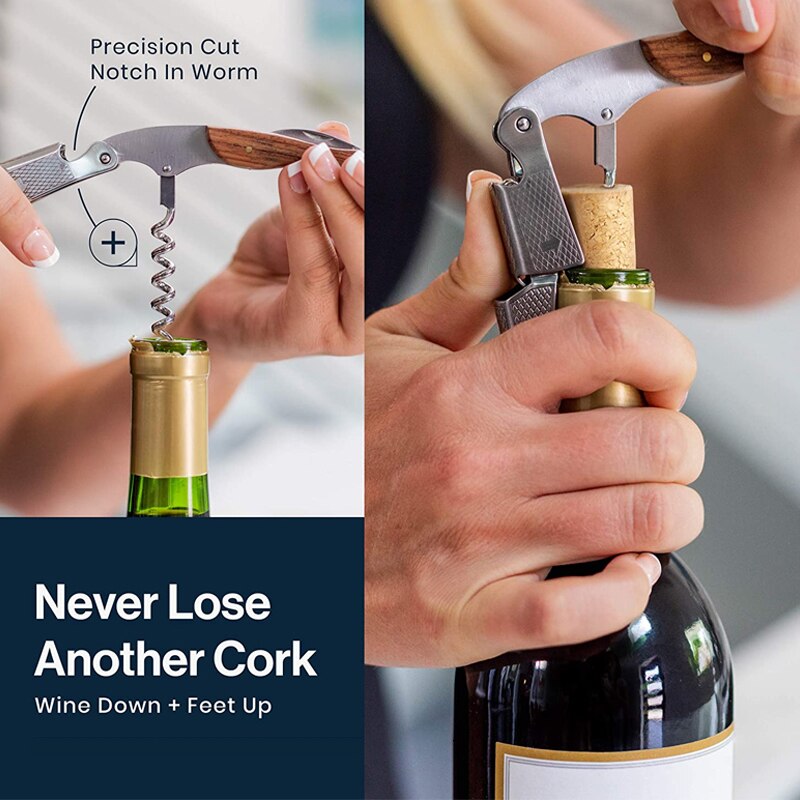 Waiter Corkscrew, Wine Opener, Wine Opener Manual Corkscrew Set, Including Wine Corkscrew Bottle Opener, Wine Stopper