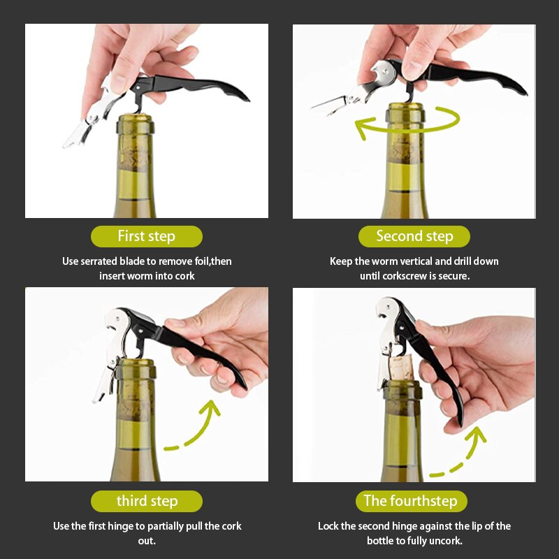 Waiter Corkscrew, Wine Opener with Serrated Foil Cutter, Double Lever Wine Bottle Opener for Bartenders and Gifts
