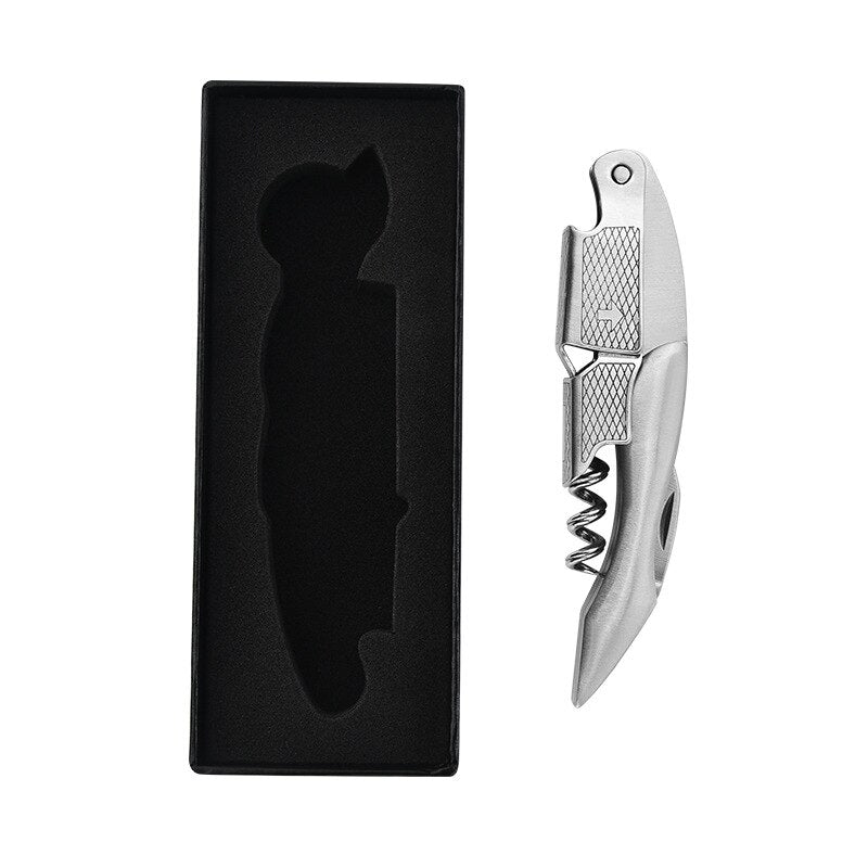 Waiters Corkscrew, Dual Lever System and Integrated Blade Cutter with Opener, Wine Bottle Opener for Bartenders and Gifts