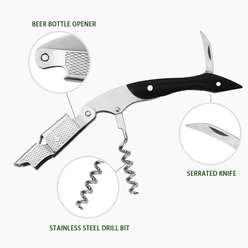 Waiters Corkscrew, Wine Bottle Opener, Professional Waiters Corkscrew with Foil Cutter &amp; Dual Hinge Wine Opener for Bartenders