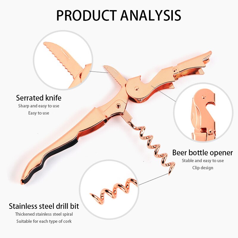 Waiters Corkscrew, Wine Bottle Opener, Stainless Steel Dual Lever System and Integrated Blade Cutter with Opener for Bartenders