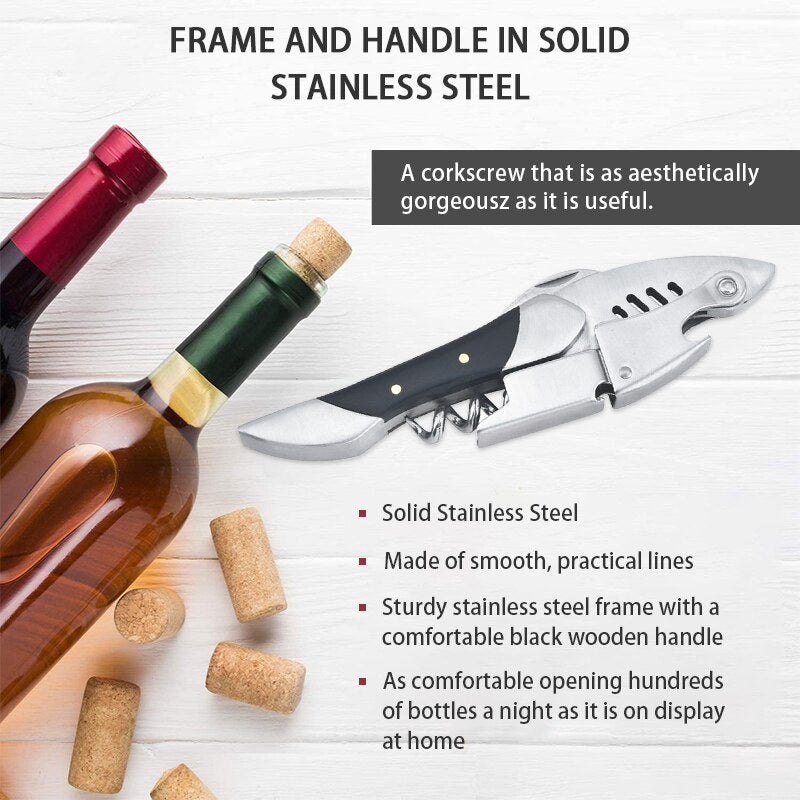 Waiters Corkscrew, Wine Bottle Opener with Foil Cutter, Shark Shaped Wine Key, Gift for Waiters, Bartenders, Sommelier