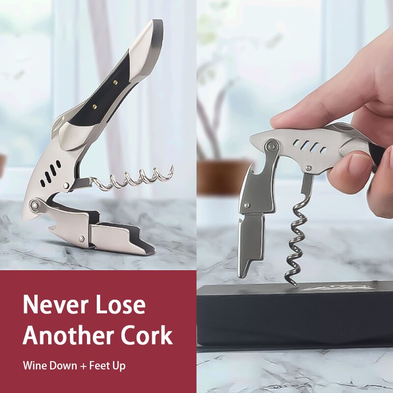 Waiters Corkscrew, Wine Bottle Opener with Foil Cutter, Shark Shaped Wine Key, Gift for Waiters, Bartenders, Sommelier