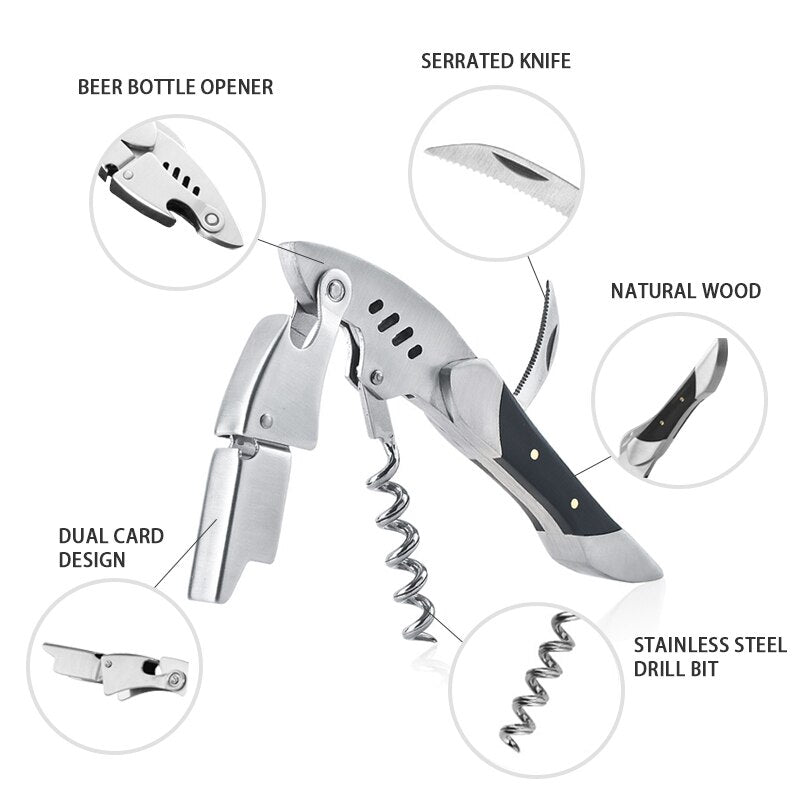 Waiters Corkscrew, Wine Bottle Opener with Foil Cutter, Shark Shaped Wine Key, Gift for Waiters, Bartenders, Sommelier
