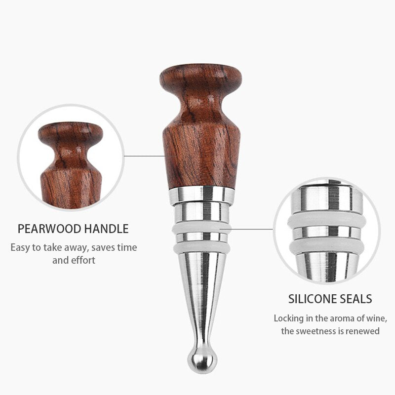 Wine Accessories Set, Stainless Steel Wine Stopper, Waiters Corkscrew 3-in-1 Stainless Steel Wine Key for Bartenders and Gifts