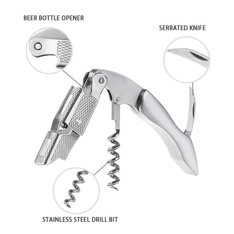 Wine Opener, Waiters Corkscrew, Wine Accessories Gift Set, Including Wine Corkscrew Bottle Opener, Wine Stopper, Wine Pourer