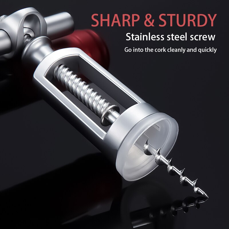 Wine Opener, Zinc Alloy Premium Wing Corkscrew Wine Bottle Opener Multifunctional Bottles Opener, Silver