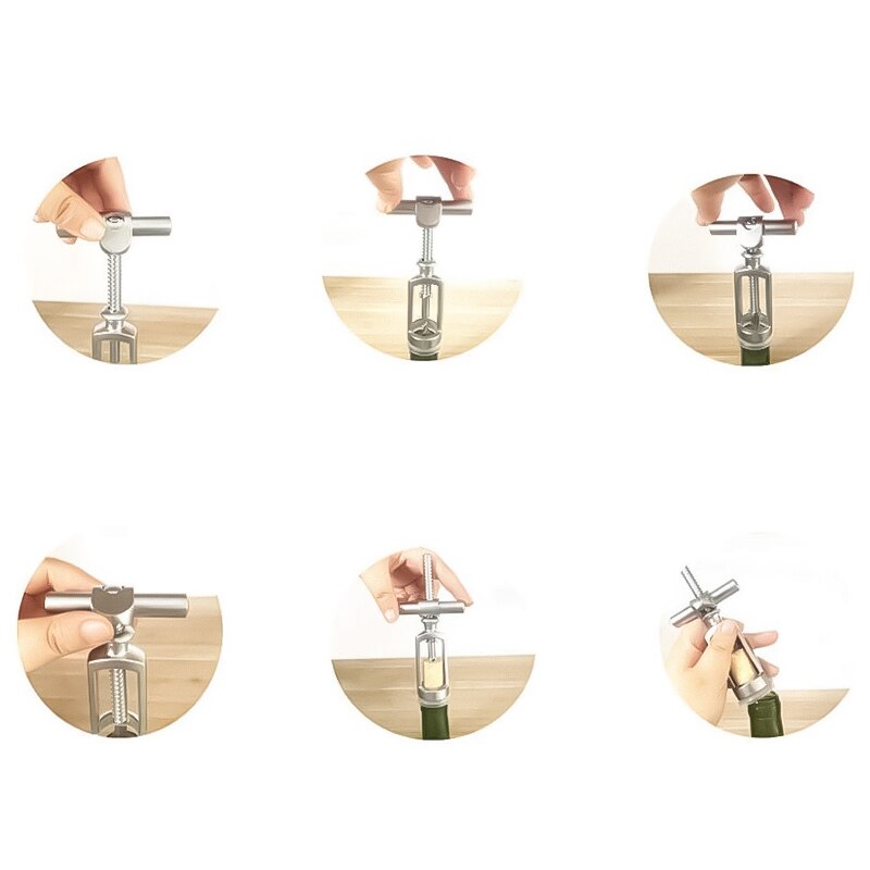 Wine Opener, Zinc Alloy Premium Wing Corkscrew Wine Bottle Opener Multifunctional Bottles Opener, Silver