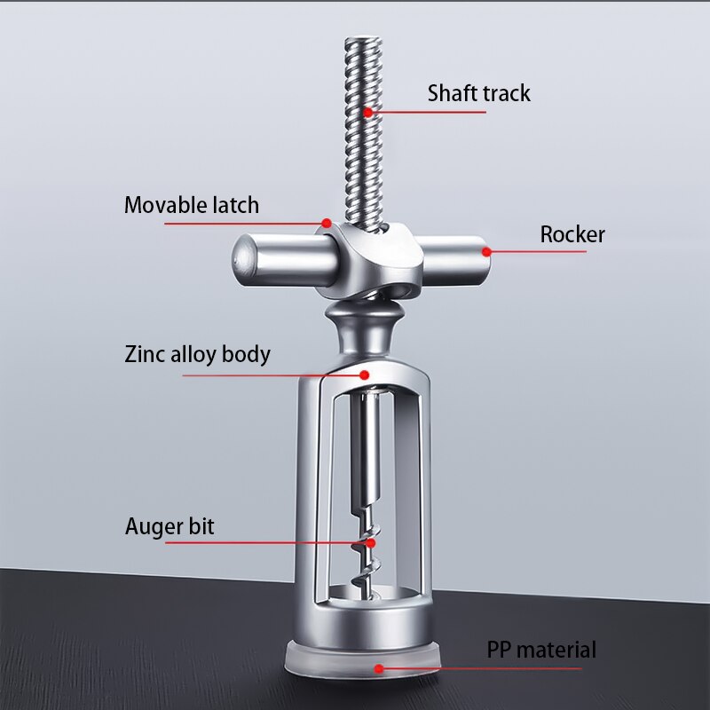 Wine Opener, Zinc Alloy Premium Wing Corkscrew Wine Bottle Opener Multifunctional Bottles Opener, Silver